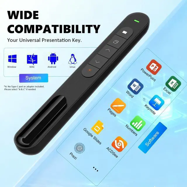 Alt view image 3 of 6 - Presentation Clicker for Powerpoint Presentations, Black, A