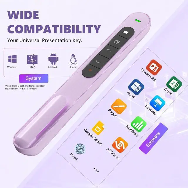 Alt view image 3 of 6 - Presentation Clicker for Powerpoint Presentations, Purple, A