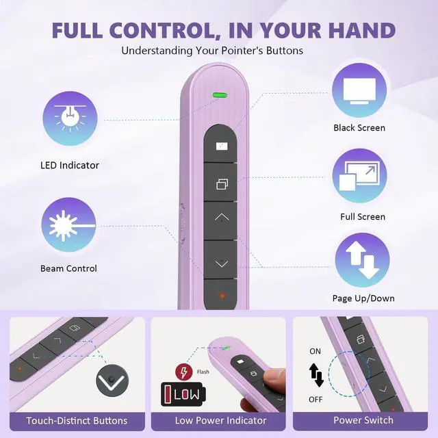 Alt view image 5 of 6 - Presentation Clicker for Powerpoint Presentations, Purple, A