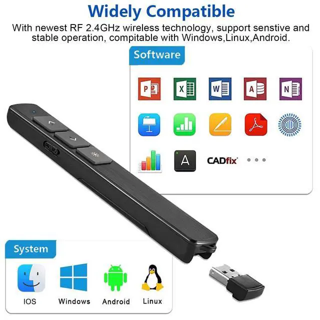 Alt view image 6 of 6 - Wireless Presentation Clicker,2.4GHz PowerPoint Clicker