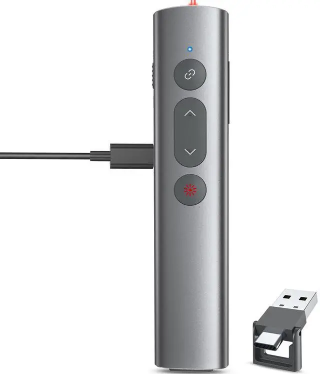 Main image of Wireless Presentation Clicker PowerPoint Remote: USB C A Presenter PPT Power Point Google Slide Advancer with Laser Pointer Smart Board Clicker for Computer Laptop Mac Projector Office Classroom