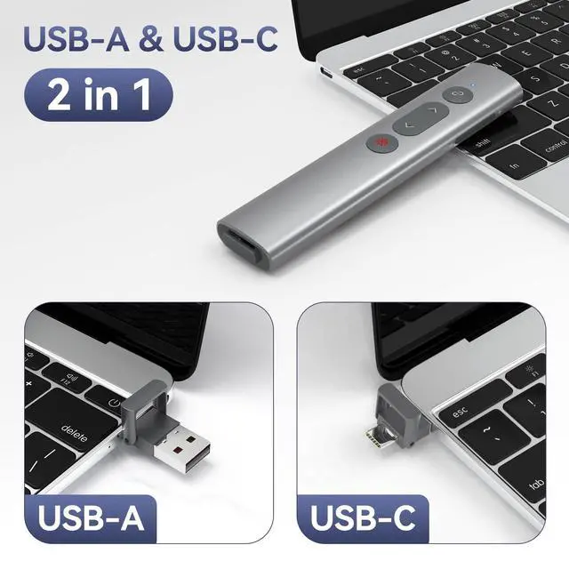 Alt view image 3 of 7 - Wireless Presentation Clicker PowerPoint Remote: USB C A Presenter PPT Power Point Google Slide Advancer with Laser Pointer Smart Board Clicker for Computer Laptop Mac Projector Office Classroom