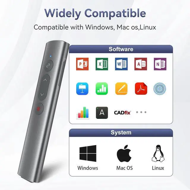 Alt view image 6 of 7 - Wireless Presentation Clicker PowerPoint Remote: USB C A Presenter PPT Power Point Google Slide Advancer with Laser Pointer Smart Board Clicker for Computer Laptop Mac Projector Office Classroom