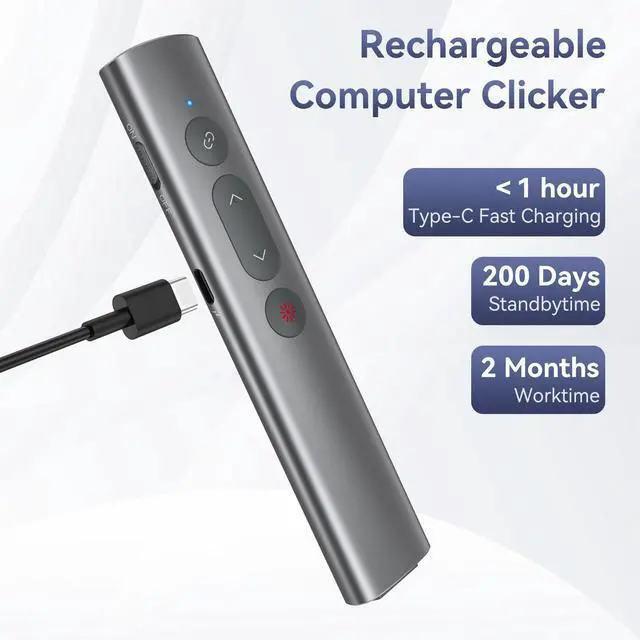 Alt view image 7 of 7 - Wireless Presentation Clicker PowerPoint Remote: USB C A Presenter PPT Power Point Google Slide Advancer with Laser Pointer Smart Board Clicker for Computer Laptop Mac Projector Office Classroom