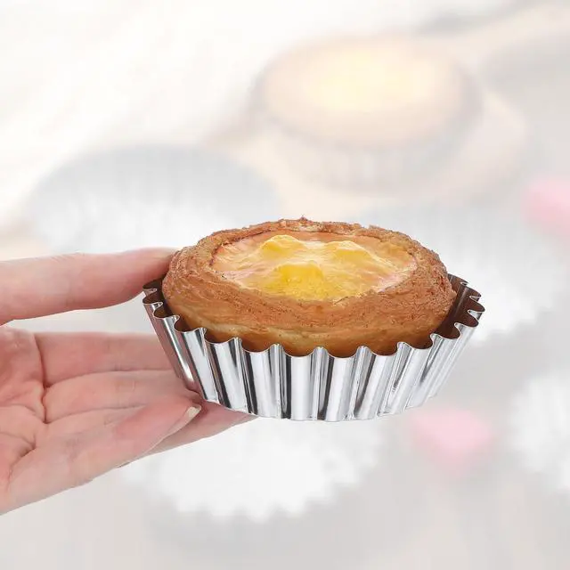 Alt view image 4 of 7 - 50 Pcs Egg Tart Mold for Baking, 3.8 Inch Stainless Steel Mini Tart Tin Pans Reusable Ensaymada Molder Filipino, Brioche Tins Mould for Tart Shells, Cupcakes, Mini Cake, Pudding, Muffin