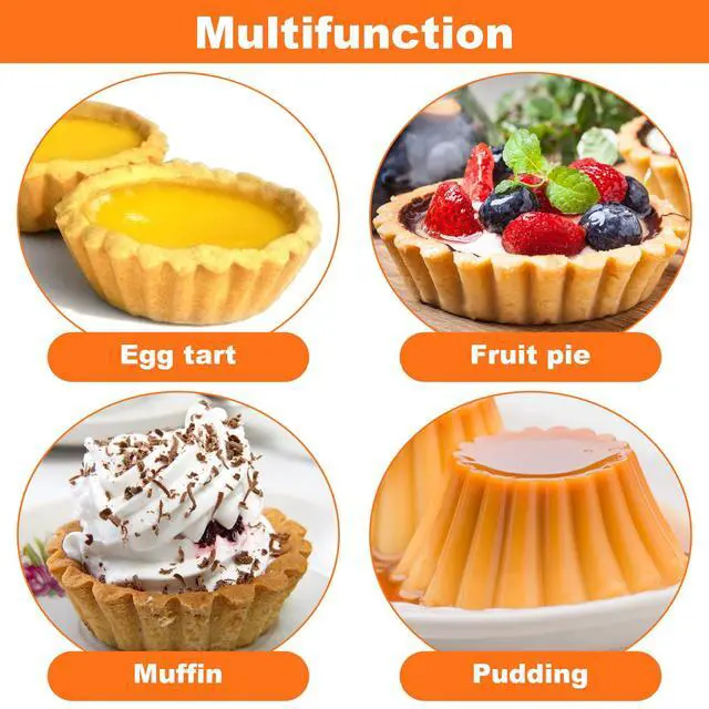 Alt view image 7 of 7 - 50 Pcs Egg Tart Mold for Baking, 3.8 Inch Stainless Steel Mini Tart Tin Pans Reusable Ensaymada Molder Filipino, Brioche Tins Mould for Tart Shells, Cupcakes, Mini Cake, Pudding, Muffin