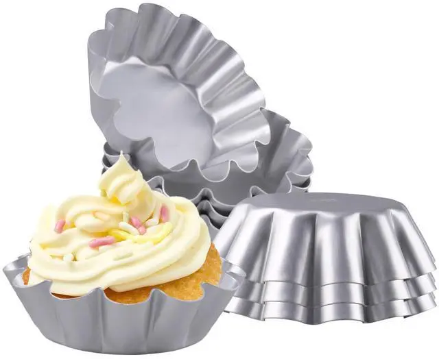 Main image of 8 Pcs Aluminum Egg Tart Molds 4.72 Inch Mini Tartlets Dessert Mold