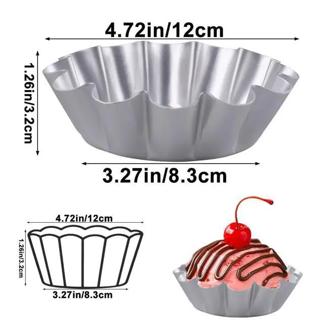 Alt view image 2 of 7 - 8 Pcs Aluminum Egg Tart Molds 4.72 Inch Mini Tartlets Dessert Mold