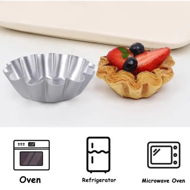 Alt view image 3 of 7 - 8 Pcs Aluminum Egg Tart Molds 4.72 Inch Mini Tartlets Dessert Mold