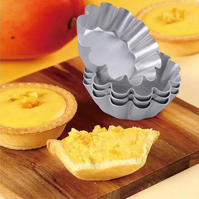 Alt view image 4 of 7 - 8 Pcs Aluminum Egg Tart Molds 4.72 Inch Mini Tartlets Dessert Mold