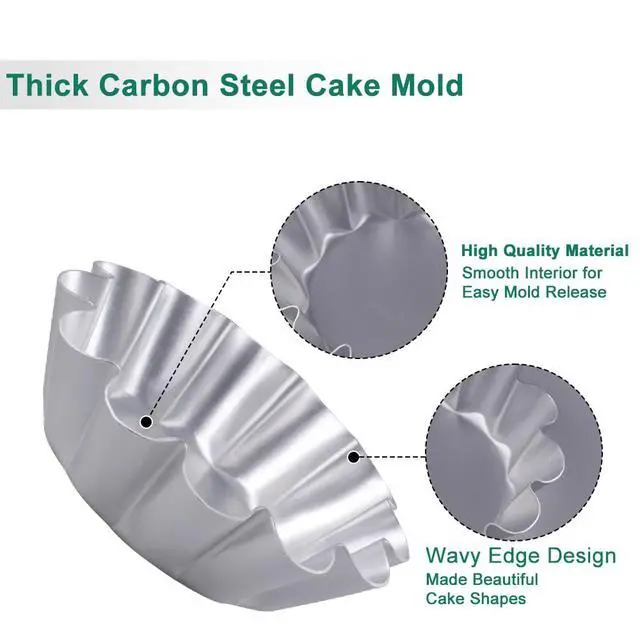 Alt view image 7 of 7 - 8 Pcs Aluminum Egg Tart Molds 4.72 Inch Mini Tartlets Dessert Mold