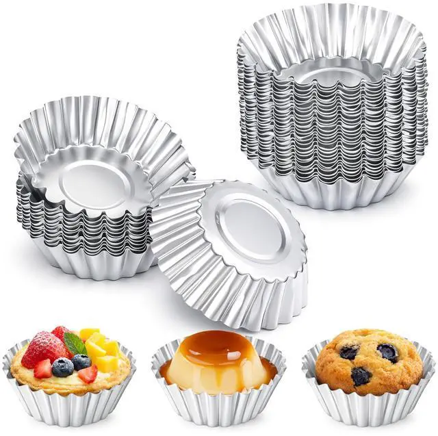 Main image of 30 Pcs Mini Tart Pans 2.75 Inch Reusable Tartlet Cupcake Baking Mold Aluminium Egg Tart Molds Mini Pie Tins for Baking Egg Tarts Pies Cupcakes