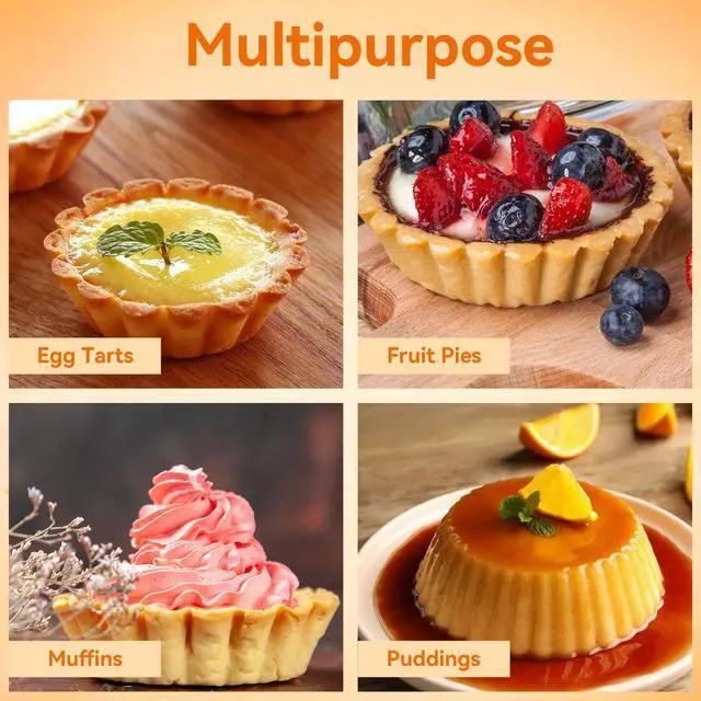 Alt view image 5 of 7 - 30 Pcs Mini Tart Pans 2.75 Inch Reusable Tartlet Cupcake Baking Mold Aluminium Egg Tart Molds Mini Pie Tins for Baking Egg Tarts Pies Cupcakes