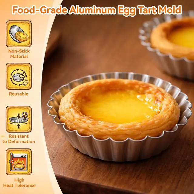 Alt view image 6 of 7 - 30 Pcs Mini Tart Pans 2.75 Inch Reusable Tartlet Cupcake Baking Mold Aluminium Egg Tart Molds Mini Pie Tins for Baking Egg Tarts Pies Cupcakes