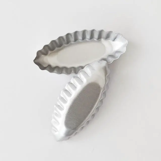 Alt view image 7 of 7 - Tiny Tart Pan Boat Shape, 10PCS Fluted Edge Flower Tartlet Molds