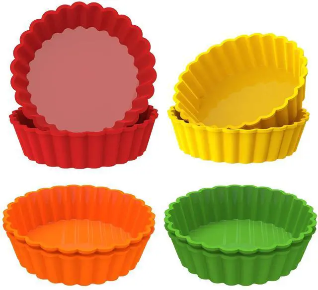Main image of Silicone Mini Tart Pan 4 Inch Non-stick Mini Quiche Molds Small Pie Baking Pan Tart Molds for Baking, Pack of 8