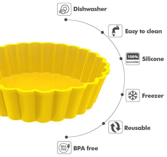 Alt view image 3 of 7 - Silicone Mini Tart Pan 4 Inch Non-stick Mini Quiche Molds Small Pie Baking Pan Tart Molds for Baking, Pack of 8