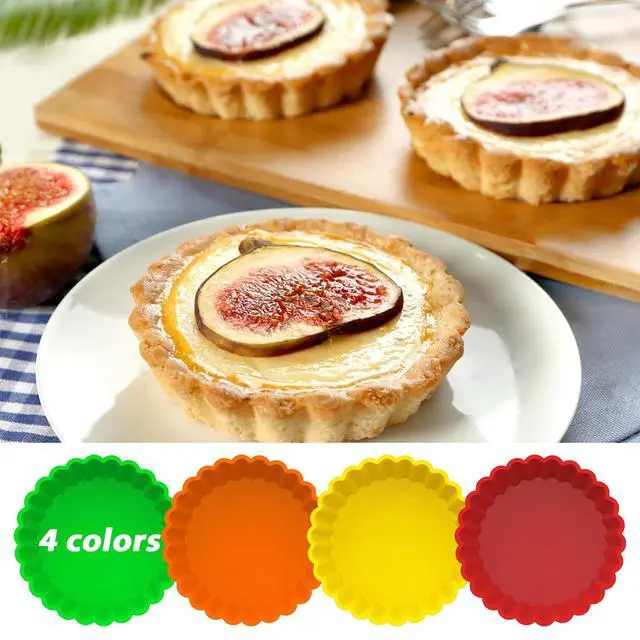 Alt view image 2 of 7 - Silicone Mini Tart Pan 4 Inch Non-stick Mini Quiche Molds Small Pie Baking Pan Tart Molds for Baking, Pack of 8