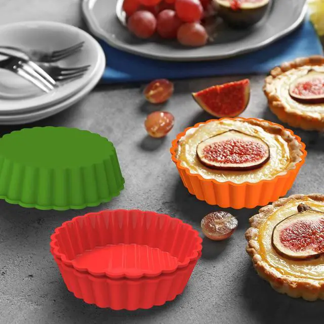 Alt view image 5 of 7 - Silicone Mini Tart Pan 4 Inch Non-stick Mini Quiche Molds Small Pie Baking Pan Tart Molds for Baking, Pack of 8