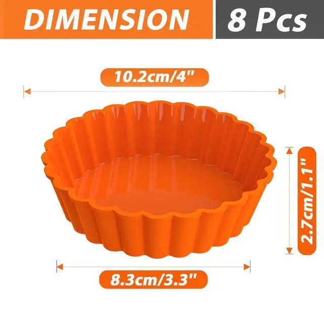 Alt view image 7 of 7 - Silicone Mini Tart Pan 4 Inch Non-stick Mini Quiche Molds Small Pie Baking Pan Tart Molds for Baking, Pack of 8