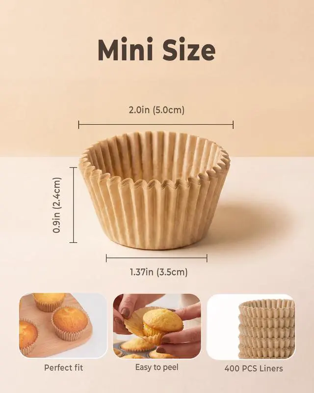 Alt view image 2 of 7 - 400pcs Mini Cupcake Liners for Baking, Muffin Liners