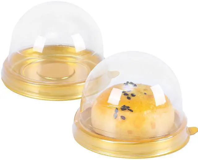 Main image of 50 Pcs Mini Cake Containers with Clear Dome Lids