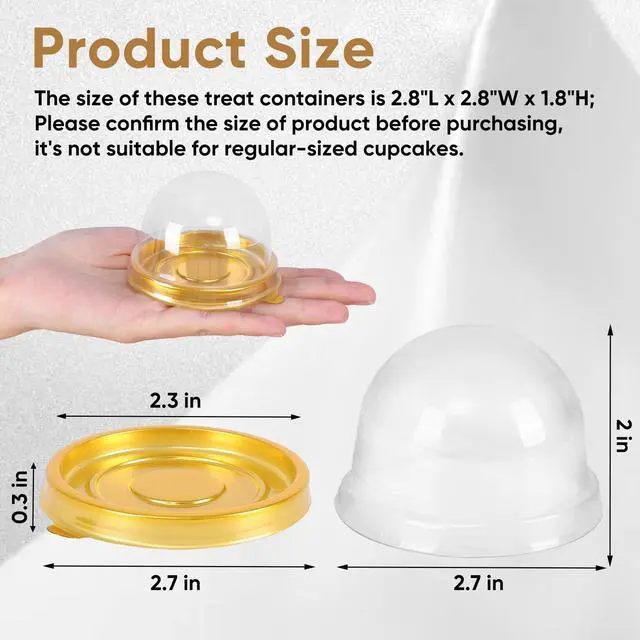 Alt view image 2 of 7 - 50 Pcs Mini Cake Containers with Clear Dome Lids
