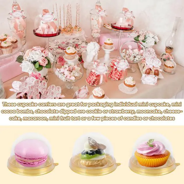 Alt view image 3 of 7 - 50 Pcs Mini Cake Containers with Clear Dome Lids