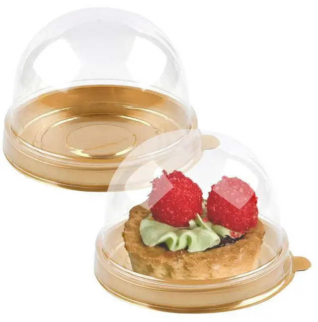 Main image of Mini Dessert Containers with Dome Lids, 100Pcs, Gold Base