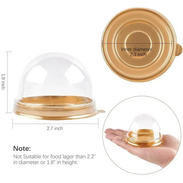 Alt view image 2 of 7 - Mini Dessert Containers with Dome Lids, 100Pcs, Gold Base