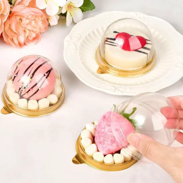 Alt view image 5 of 7 - Mini Dessert Containers with Dome Lids, 100Pcs, Gold Base
