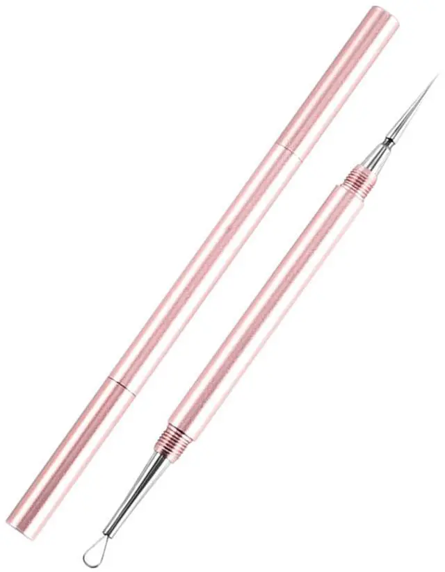 Main image of 2-in-1 Professional Stainless Steel Acne Removal Needle, Whitehead&Blackhead Remover Tool, Pimples Comedone Extractor Removal Tool, Double Ended Needle with Cap Removal for Nose Face Tools(Rose Gold)