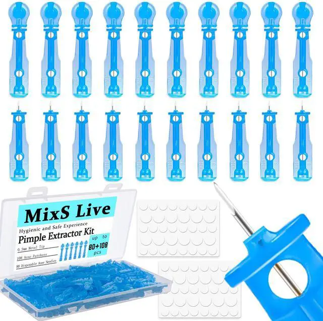 Main image of Sterile Pimple Needle Kit - 80 pcs 0.3mm Ultra-Fine Acne Needles + 108 Dots Acne Pimple Stickers - Effective Blemish & Blackhead Removal Tools for Clear Skin