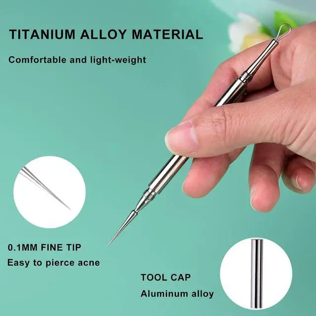 Alt view image 4 of 7 - Professional Facial Milia Removal and Whitehead Extractor & Lancet - Double Ended Circle Loop & Sharp Needle Pimple Popper Tool - 2-in-1 Blackhead & Blemish Remover - Zit and Pimple Acne Removal