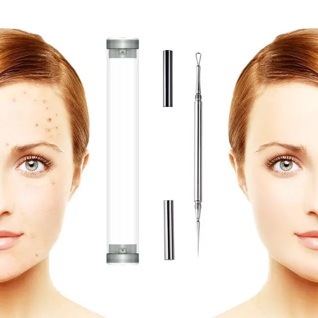 Alt view image 7 of 7 - Professional Facial Milia Removal and Whitehead Extractor & Lancet - Double Ended Circle Loop & Sharp Needle Pimple Popper Tool - 2-in-1 Blackhead & Blemish Remover - Zit and Pimple Acne Removal