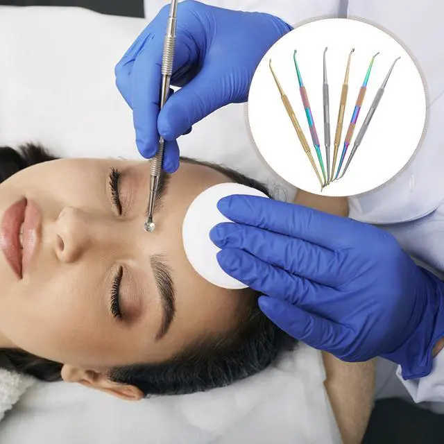 Alt view image 5 of 7 - 6pcs Comedone Extractor Tool Stainless Steel Black Head Remover Pore Cleanser Hidden Beauty Needles Tools for Nose Face Blemish Whitehead Popping