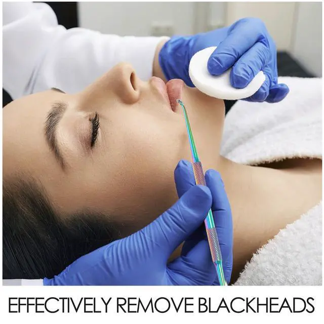 Alt view image 6 of 7 - 6pcs Comedone Extractor Tool Stainless Steel Black Head Remover Pore Cleanser Hidden Beauty Needles Tools for Nose Face Blemish Whitehead Popping