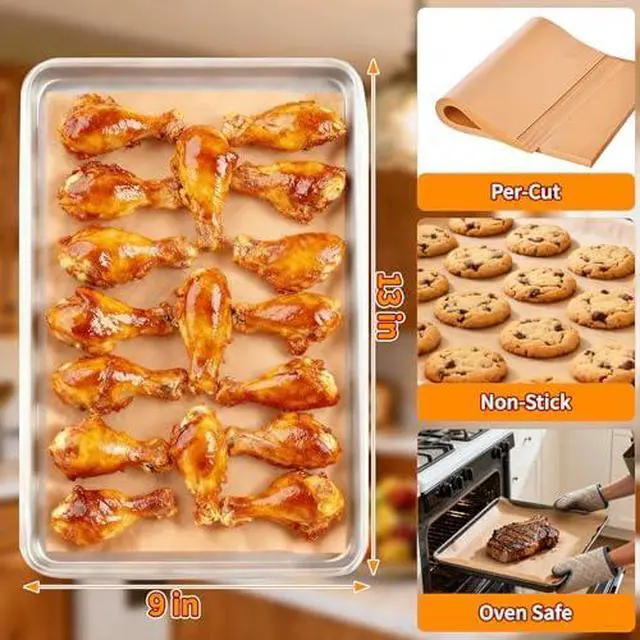 Alt view image 2 of 7 - 400PCS Parchment Paper Baking Sheets, 9"x13" Unbleached Precut Quarter Parchment Paper for Baking, Non-Stick Baking Paper for Grillin, Steaming Bread Cookies, Cakes, Oven, Air Fryer, Microwave