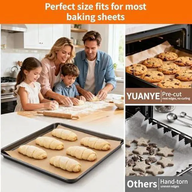 Alt view image 7 of 7 - 400PCS Parchment Paper Baking Sheets, 9"x13" Unbleached Precut Quarter Parchment Paper for Baking, Non-Stick Baking Paper for Grillin, Steaming Bread Cookies, Cakes, Oven, Air Fryer, Microwave