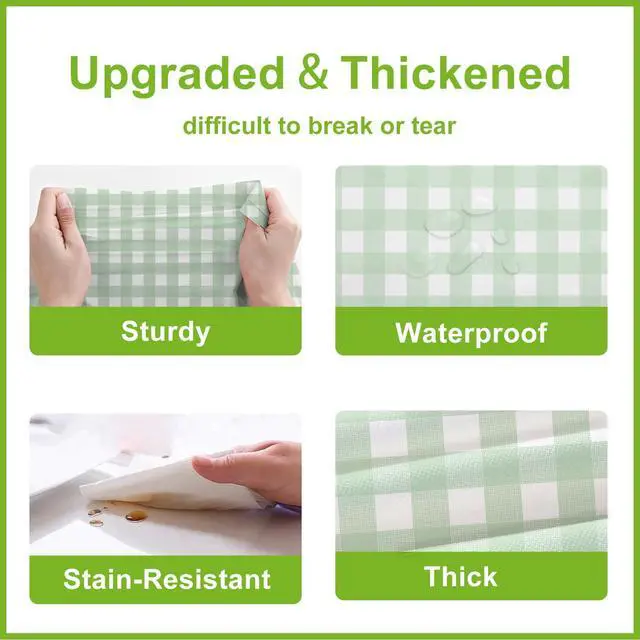Alt view image 5 of 7 - 3 Pack Sage Green Gingham Tablecloth 54 x 108 Inches, Rectangle Disposable Sage Green Checkered Tablecloth, Picnic Table Cover for Outdoor, Camping, Birthday Decorations