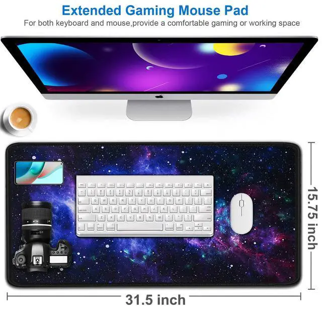 Alt view image 2 of 7 - Large Mouse Pad, 31.5x15.7 inch Large Gaming Extended Computer Keyboard Mouse Mat, Water Resist Non-Slip Mousepad Rubber Base Long XXL Desk Mouse Pad for Work & Gaming, Office & Home