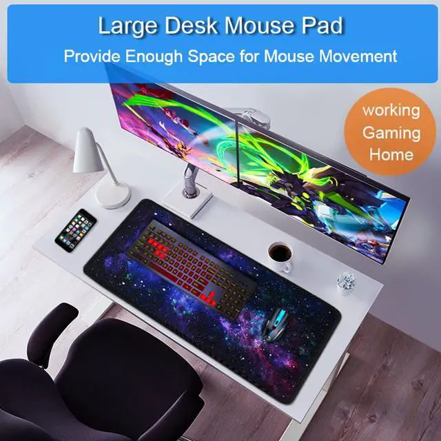 Alt view image 6 of 7 - Large Mouse Pad, 31.5x15.7 inch Large Gaming Extended Computer Keyboard Mouse Mat, Water Resist Non-Slip Mousepad Rubber Base Long XXL Desk Mouse Pad for Work & Gaming, Office & Home