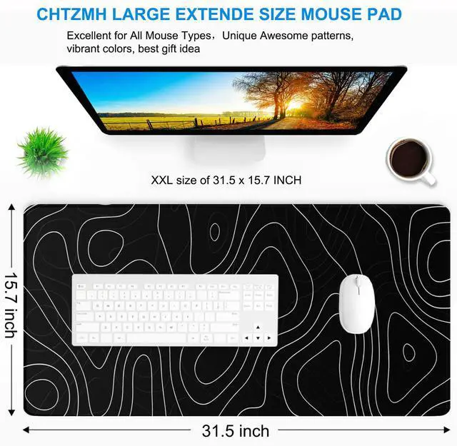 Alt view image 2 of 7 - Mouse Pad Gaming, 31.5" x 15.7" Large Extended Mousepad with Stitched Edge