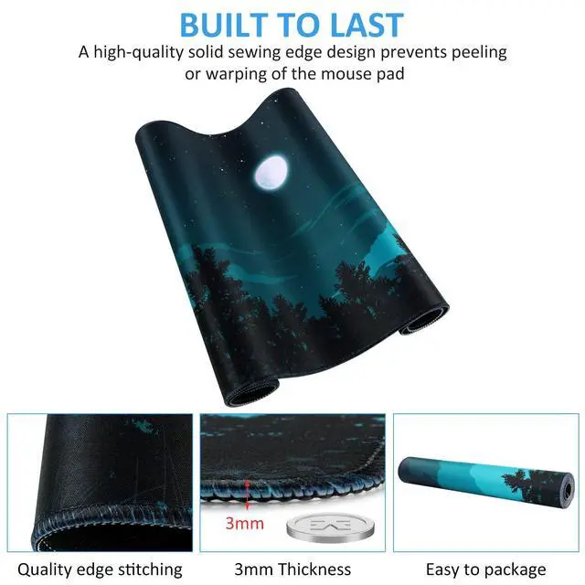 Alt view image 5 of 7 - Extended Gaming Mouse Pad 35.4x15.7in Desk Pad,Silent Night