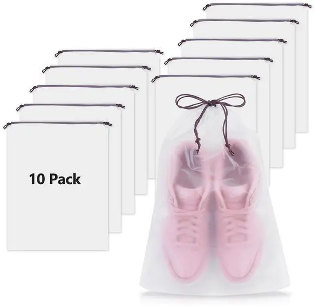 Main image of Waterproof Shoe Bags for Travel - 15.7x11.8 Inches Drawstring Bags Organizers (10 Pack), Clear Waterproof Bag Travel Essentials for Men & Women, Shoe Bags for Storage (Packing, Gym, Luggage Storage)