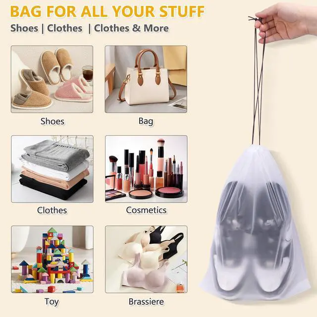 Alt view image 5 of 7 - Waterproof Shoe Bags for Travel - 15.7x11.8 Inches Drawstring Bags Organizers (10 Pack), Clear Waterproof Bag Travel Essentials for Men & Women, Shoe Bags for Storage (Packing, Gym, Luggage Storage)