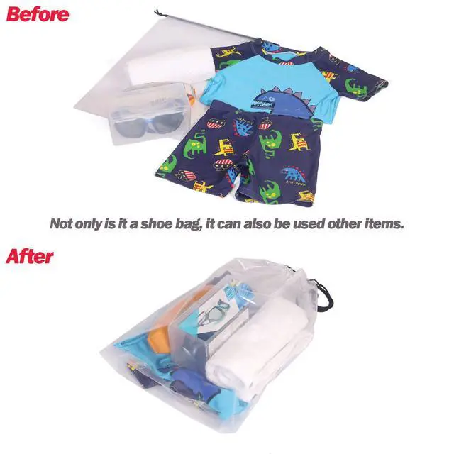 Alt view image 6 of 7 - Set of 12 Transparent Shoe Bags for Travel Large Clear Shoes Storage Organizers Pouch with Rope for Men and Women