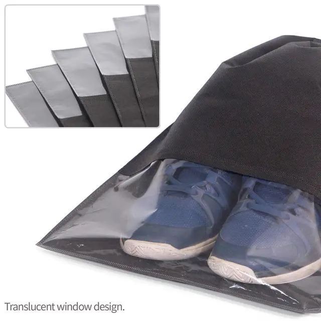 Alt view image 3 of 7 - 12PCS Travel Shoe Bags with Rope for Men and Women Large Shoes Pouch Storage Packing Organizers, Black