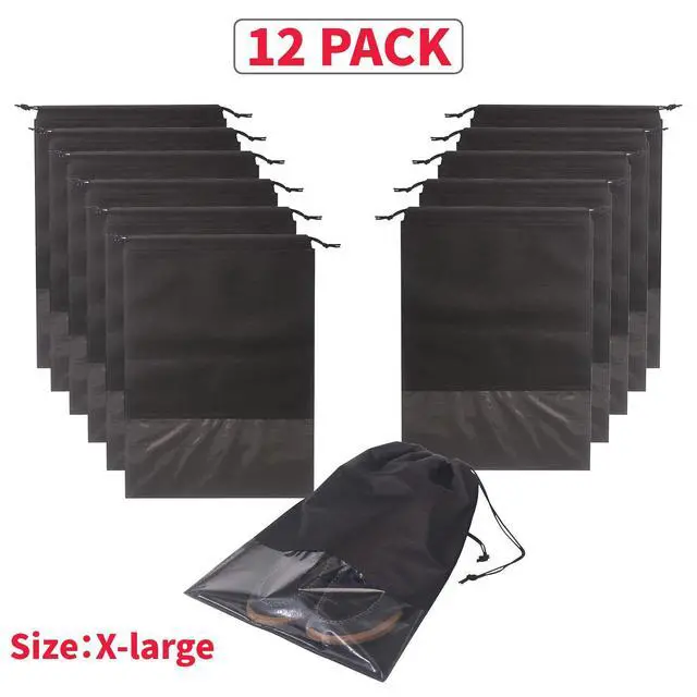 Alt view image 7 of 7 - 12PCS Travel Shoe Bags with Rope for Men and Women Large Shoes Pouch Storage Packing Organizers, Black