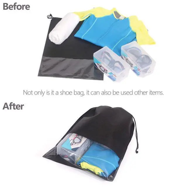 Alt view image 6 of 7 - 12PCS Travel Shoe Bags with Rope for Men and Women Large Shoes Pouch Storage Packing Organizers, Black